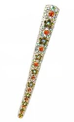 Hair Clip - H75 - Banana Style Encrusted in Swarovski (tm) Crystal Stones ~ Olivine & Topaz (Green and Gold)