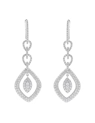 14k White Gold 2.59 Carat Diamond Rhombus Earrings