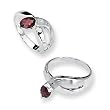 Garnet and Diamond Sterling Silver Ring (Sizes 6-8)