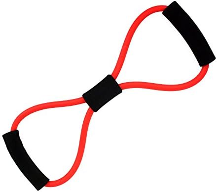 2 Pieces 8-shaped Resistance Loop Band Tube for Yoga Fitness Pilates Workout Exercise Fitness Equipment Chest Developer (Red)