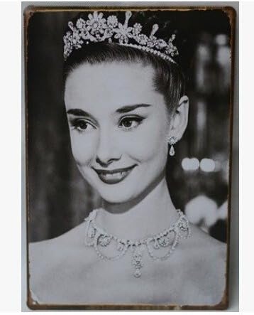 metal poster tin sign vintage retro funny old car plate Audrey Hepburn American movies Entertainment