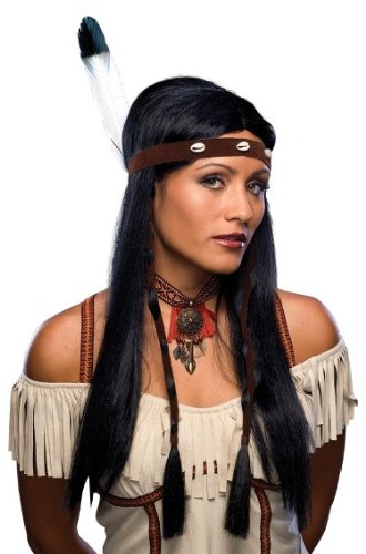 Halloween Costume Accessories Adult Wigs Womens Long Black Native American Indian Princess Girl Braids Headband Party Wig
