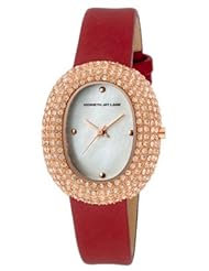 Kenneth Jay Lane Womens KJLANE-2407S-05 2400 Series White Mother-Of-Pearl Dial Red Satin Watch