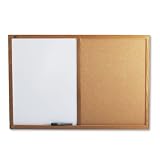 Quartet 300 Quartet Slim Line Bulletin Board  Natural Cork Fiberboard  12 x 36  Oak Frame