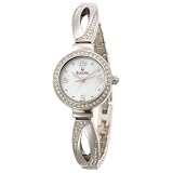 Bulova Women's Swarovski Crystal Bangle Bracelet Mother of Pearl Dial Watch #96L115