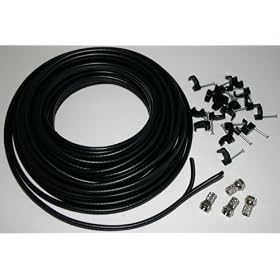 HDinterconnects 25m Black wf65 twin coax Wiring kit for Dish LNB to Sky+ SkyHD Freesat satellite receiver Foxsat HD PVR