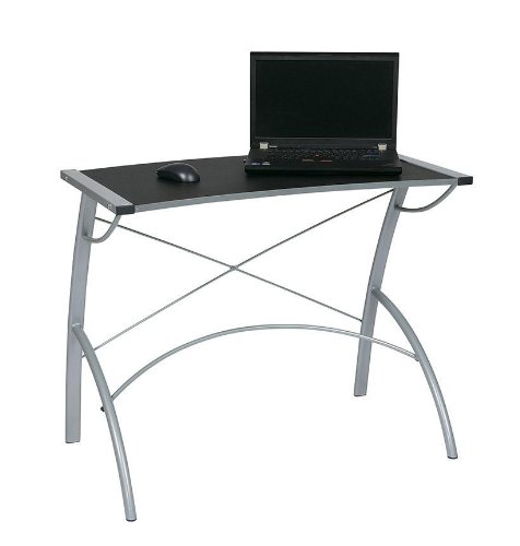 OSP Designs Reversible Top Green / Black Computer Desks With Silver Frame RT25GB