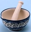 Polish Pottery Mini Mortar & Pestle 1 3/4" H x 3 1/2" Diameter