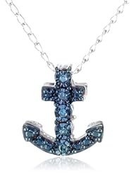 Diaura Sterling Silver Mini Anchor Pendant Necklace, 17.35"