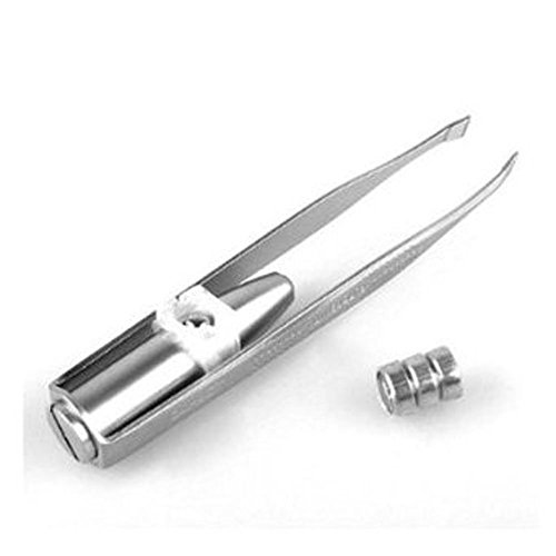 niceEshop(TM) Make Up LED Light Eyelash Eyebrow Hair Removal Tweezer,Silver
