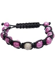 Diamond Pave Beads Macrame Bracelet Silver Fashion Jewelry