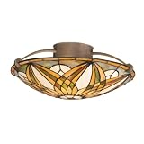 Kichler Lighting 69030 3-Light Sonora Art Glass Semi-Flush Ceiling Light, Art Nouveau Bronze Finish