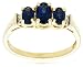 10k Yellow Gold September Birthstone 3-Stone Lab Created Sapphire Ring w/ Diamond Accent, Size 7