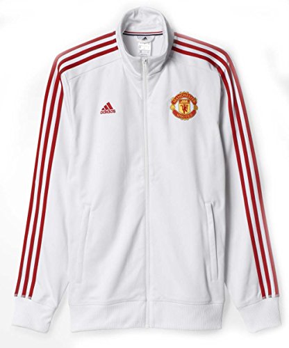 adidas Men's Manchester United Track Top Soccer Jacket (Small) White