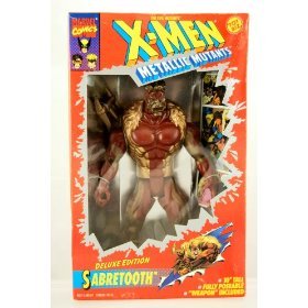  Sabretooth Action Figure - 1994 - X-Men Metallic Mutants - Evil Mutants - Deluxe Edition - 10 Inch Tall - Fully Poseable - Weapon Included - Toy Biz - Marvel - Limited Edition - Collectible