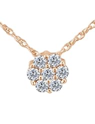 1.17 Ct Round G/H I1 Diamond 925 Rose Gold Plated Silver Pendant