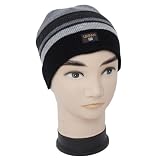 Urbanized Boys Childrens Knitted Thermal Winter Beanie Hat with Stripe Pattern