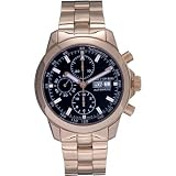 George J Von Burg Mens Sport II Chronograph Rose Gold-Plated Watch 11011B - Black by George J Von Burg
