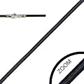SP28 Lederkette LSR 11 Schwarz 55 cm / 2 mm Halskette Leder mit 925er Sterling Silber Karabiner-Verschluss