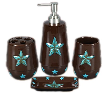 Bathroom Decoration Pieces on Turquoise Star Bathroom Set This 4 Piece Ceramic Bathroom Toiletry Set