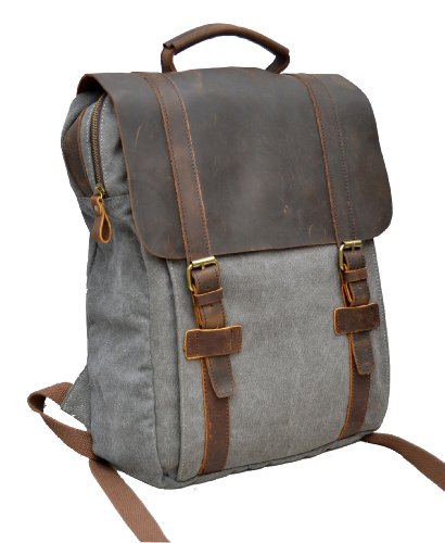 Gootium 30520GRY Canvas Genuine Leather Laptop BagPack (Grey)