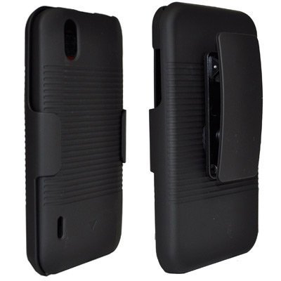 TOOGOO Black Belt Clip Holster Case Shell for LG Marquee LG LS855 US855 Optimus Black P970 Ignite Horizontal Ribbed Design Shellster