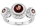 PLATINUM OVER STERLING SILVER 1.28CTW GARNET 3-STONE RING