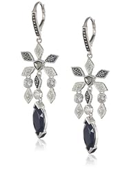 Judith Jack "Frosted Glaze" Sterling Silver Marcasite Onyx Drop Earrings