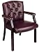 Traditional Visitors Chair with Padded Arms and Mahogany Finish Wood Legs (Jamestown Oxblood Vinyl)