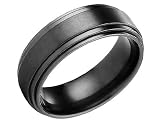 Mens 8mm Satin Comfort Fit Black Titanium Wedding Band (Lifetime Guarantee)