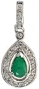 14k White Gold 1 1/16" (27mm) tall Pear-shaped Diamond Pendant, w/ 0.30 Carat Brilliant Cut Diamonds & 1.07 Carats Pear Cut Enhanced Ruby Stone