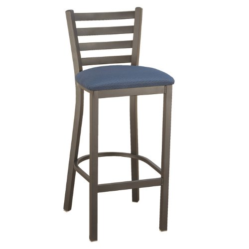 Ladder Back Cafe Stool with Steel Frame Gray Vinyl/Silver Frame