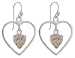 Heart in Heart Dangling Earrings with Pink CZ