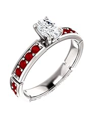 14K White Gold Oval Cut Diamond and Ruby Ring -- LIFETIME WARRANTY