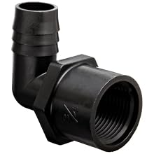Thogus Polypropylene Tube Fitting, 90 Degree Elbow, Black, NPT Female x Barbed