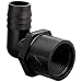 Thogus Polypropylene Tube Fitting, 90 Degree Elbow, Black, NPT Female x Barbed
