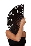Battenburg Eventail en Dentelle Brod&eacute;e ( Noir 28cm)