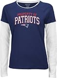 New England Patriots -Navy- Women's Logo Property Too Long Sleeve Layered Tissue Tee