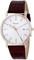 Bulova Classic Dress Men's Quartz Watch with Silver Dial Analogue Display and Brown Leather Strap 98H51
