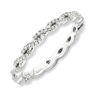 IceCarats Designer Jewelry Size 5 Sterling Silver Stackable Expressions Polished Diamond Ring