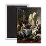 The Chess Players, 1887 by Carl Herpfer - 3x2 inch Fridge Magnet - large magnetic button - Magnet