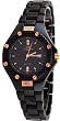 Oniss #ON8200-LRG1 Women's Rose Gold Trim Black Ceramic Watch