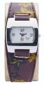 Terrain - TF-007L - Girls Watch with White Dial & Brown Digits and a Brown and Gold Flower Patterned Strap