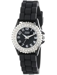 Golden Classic Womens 2218_black "Chic Jelly" Rhinestone Petite Black Silicone Watch