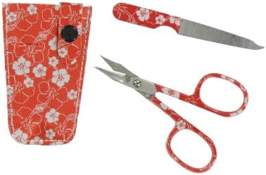 Babiface Cuticle Scissors and File in Fancy Pouch - Red Flower