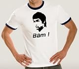 Coole Fun T-Shirts BAeM in your Face RINGER t-shirt BRUCEEE, weiss, Groesse: L