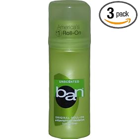 Ban Roll-On Antiperspirant Deodorant, Unscented, 3.5-Ounce Bottles (Pack of 3)
