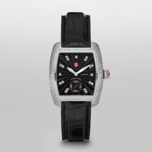 MICHELE Urban Mini Diamond Black Diamond Dial Black Alligator