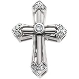 14K White Gold Diamond Unity Cross Pendant