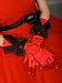 Artsywedding Elbow Satin Glove with Rhinestone Bowknot-Red